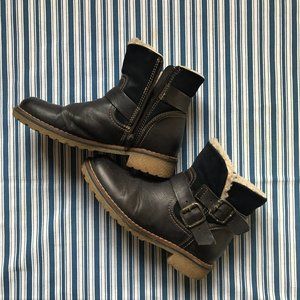 Women 6 Eric Michael Navy Blue Leather Ankle Boots